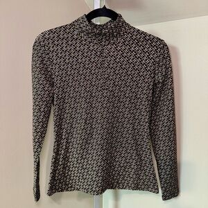 J. Mclaughlin Black & Brown print Catalina Cloth Long Sleeve Bedford Top XS